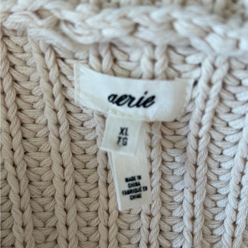 Aerie Colorblock Striped Double Zip Chunky Knit Sweater multi-color designs XL. - Picture 9 of 10